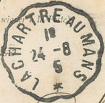 Oblit�ration ferroviaire Courrier-Convoyeur-Ligne tramway : Le Mans � La Chartre au Mans